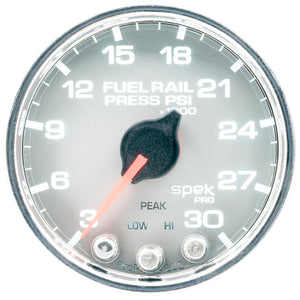 AutoMeter P32121 Autometer Spek-Pro Gauge Rail Press 2 1/16in 30Kpsi Stepper Motor W/Peak & Warn Slvr/Chrm