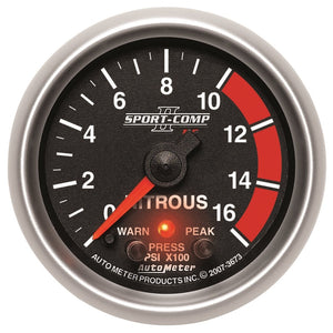AutoMeter 3673 Autometer Sport-Comp II Pro Control 52mm 1600 PSI Nitrous Pressure Gauge
