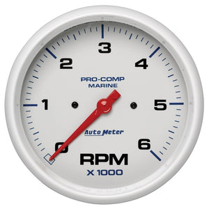 AutoMeter 200750 Autometer Marine White Ultra-Lite 5in In-Dash Tachometer 0-6K RPM