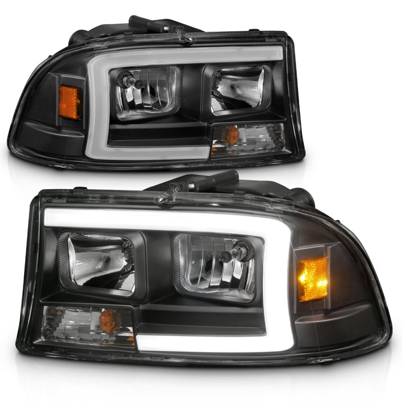 ANZO 111591 fits Dodge 97-04 Dakota/Durango Crystal headlight Set w/ Light Bar Black Housing