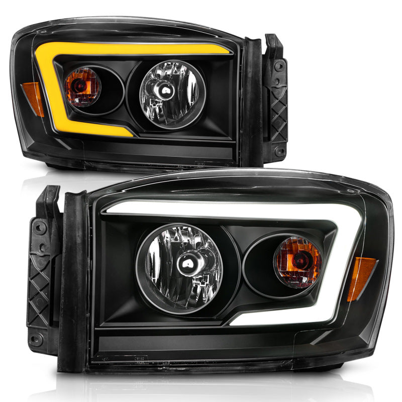 Anzo 111526 06-09 fits Dodge RAM 1500/2500/3500 Headlights Black Housing/Clear Lens (w/Switchback Light Bars)