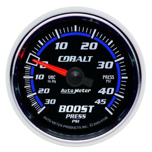 AutoMeter 6108 Autometer Cobalt 52mm 45psi Vacuum Boost Gauge