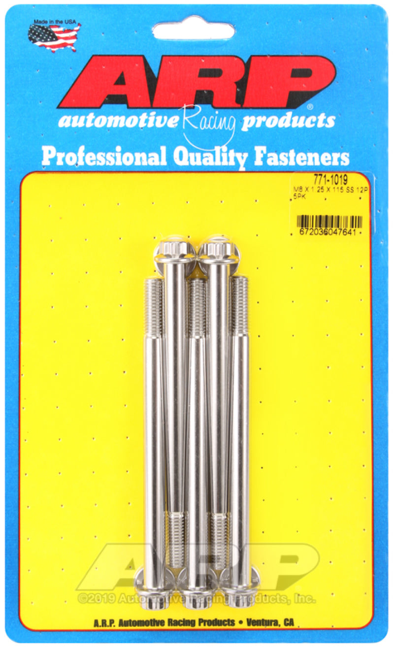 ARP 771-1019 M8 x 1.25 x 115 12pt Stainless Steel Bolts (5/pkg)