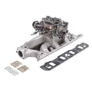 Edelbrock 2033 Manifold And Carb Kit Performer RPM Air-Gap Small Block fits Ford 289-302 Natural Finish