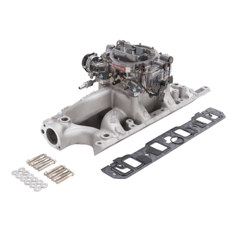 Edelbrock 2033 Manifold And Carb Kit Performer RPM Air-Gap Small Block fits Ford 289-302 Natural Finish