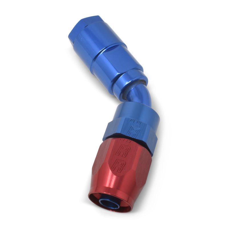 Russell 611260 Performance 5/16in SAE Quick Disc Female to -6 Hose Red/Blue 45 Degree Hose End