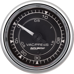 AutoMeter 9703 AutoMeter Chrono 2-1/16in VAC/Boost 30in HG/30PSI Mechanical Gauge - Chrome