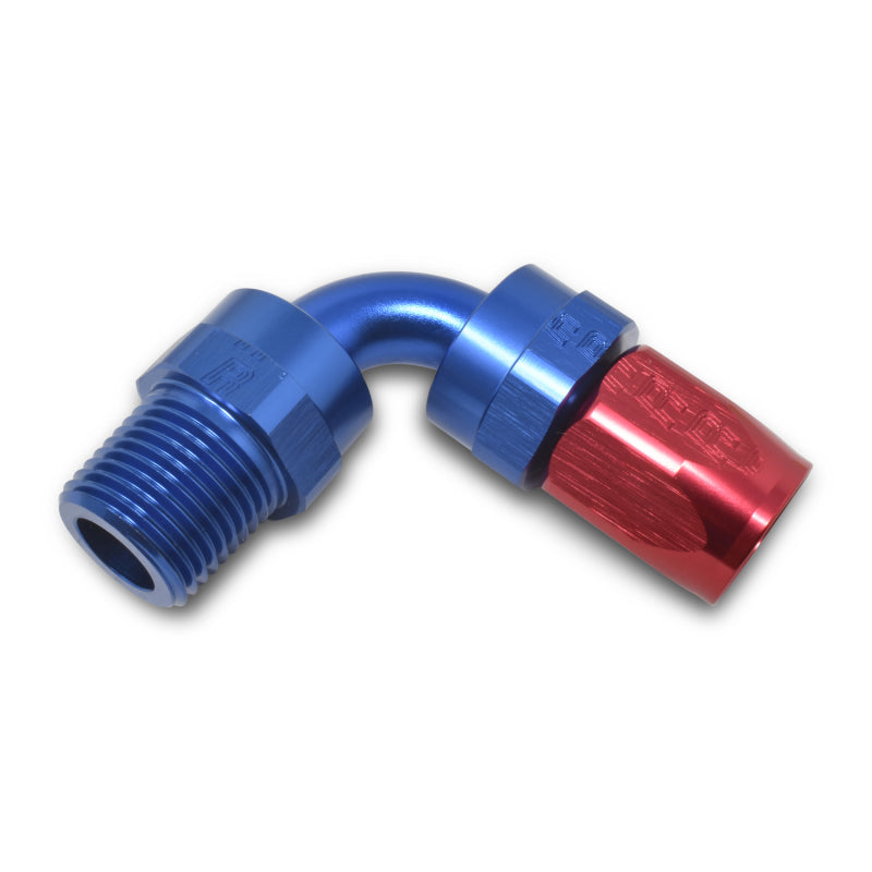 Russell 612180 Performance -6 AN Red/Blue 90 Degree Full Flow Swivel Pipe Thread Hose End (With 3/8in NPT)
