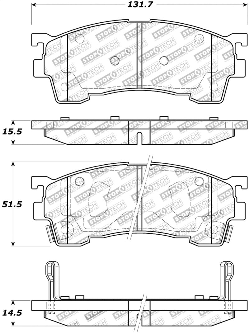 Stoptech 308.0637 Street Touring 93-97 Ford Probe / 93-97 Mazda MX-6 Front Brake Pads