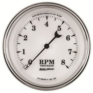 AutoMeter 1297 AutoMeter Gauge Tachometer 3-3/8in. 8K RPM In-Dash Old Tyme White II