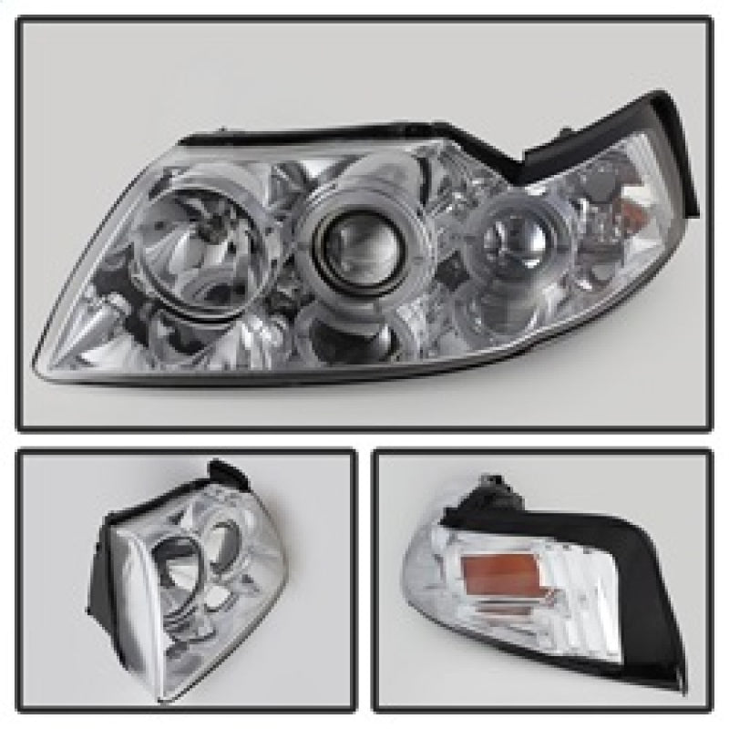 Spyder 5010452 fits Ford 99-04 Mustang Projector Headlights LED Halo Chrome Hig