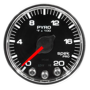 AutoMeter P31031 Autometer Spek-Pro Gauge Pyro. (Egt) 2 1/16in 2000f Stepper Motor W/Peak & Warn Blk/Chrm