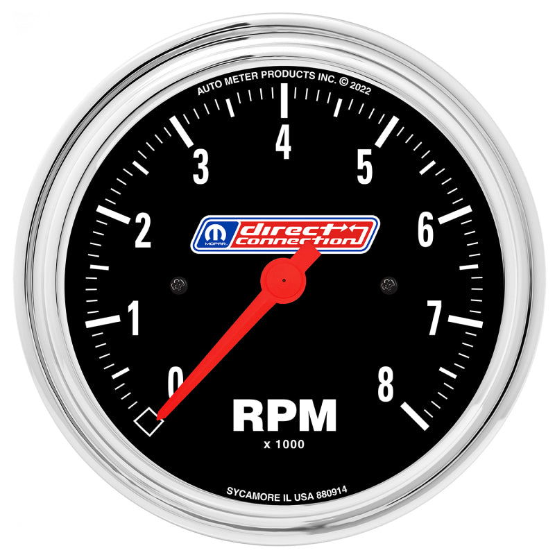 AutoMeter 880914 AutoMeter 3-3/8in (85.7mm) Tach 0-8,000 RPM 4/6/8 Cyl In-dash fits Mopar Direct Connection