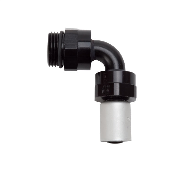 Russell 610840 Performance -8 SAE Port Male to -8 AN Hose 90 Degree Crimp On Hose End - Blk Anodized