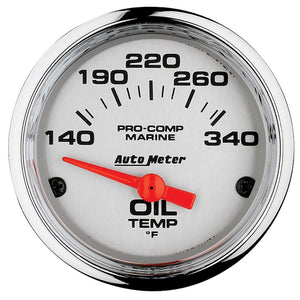 AutoMeter 200764-35 Autometer Marine Chrome Ultra-Lite 2-1/16in Electric Oil Temperature Gauge 140-300 Deg F