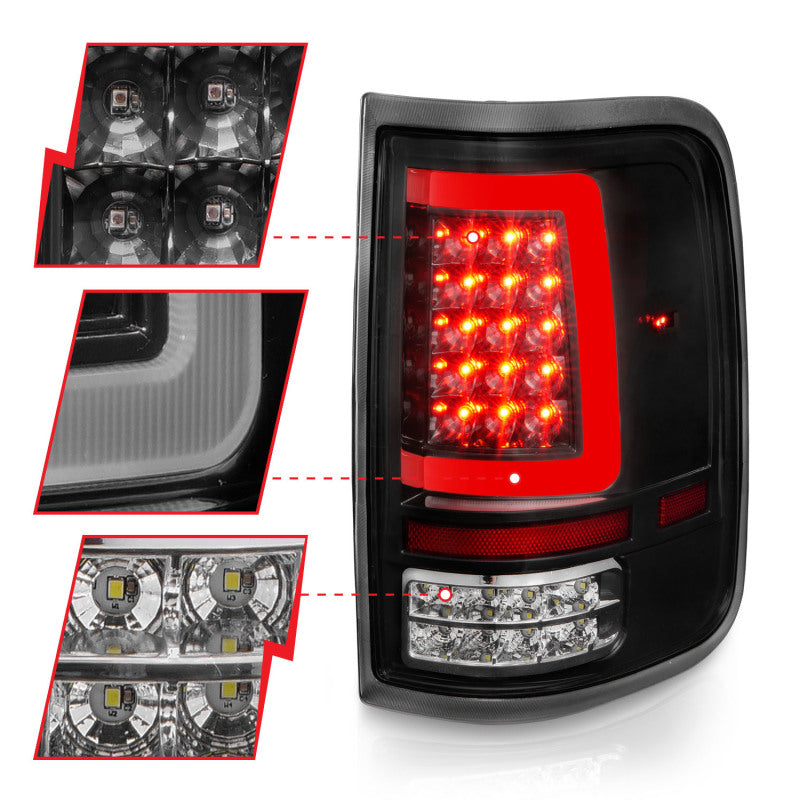 ANZO 311342 2006 fits Ford 04-20 F-150 LED Tail Lights w/ Light Bar Black Housing Clear Lens