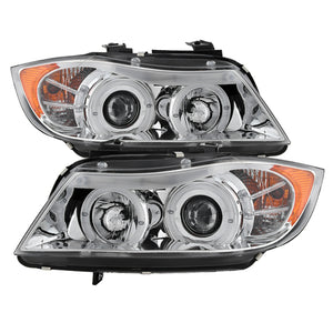 Spyder 5009012 fits BMW 06-08 E90 3-Series Projector LED Halo Amber Reflctr Rpl