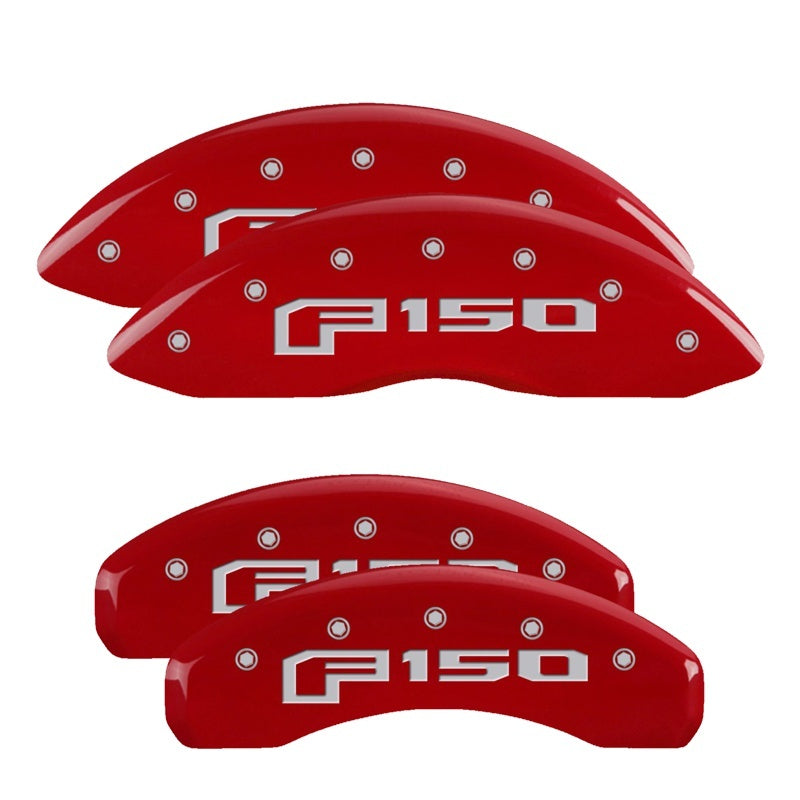 MGP 10219SF16RD 4 Caliper Covers Engraved Front & Rear 2015 fits Ford F-150 Red