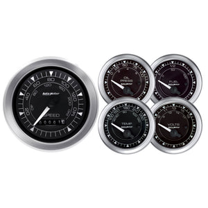 AutoMeter 8100 Autometer Chrono 3-3/8in & 2-1/16in Electronic Speedometer Gauge Kit - 5 Piece