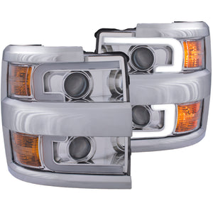 ANZO 111366 Projector Headlights 15-17 fits Chevrolet Silverado 2500HD / 3500HD Chrome w/ Chrome Rim