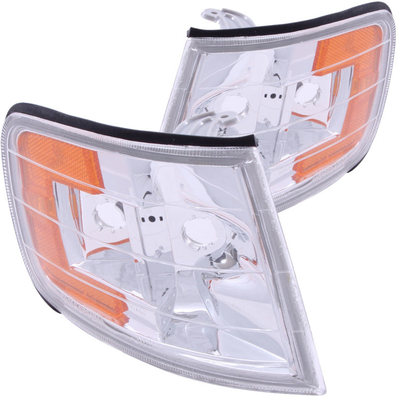 ANZO 521028 Corner Lights 1997 fits Honda 94-19 Accord Euro Corner Lights Chrome w/ Amber Reflector