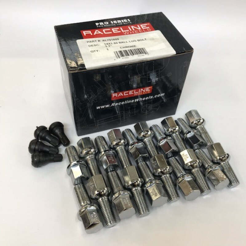 Raceline L791809 14x1.50 1.1in Ball Seat Chrome Lug Bolts