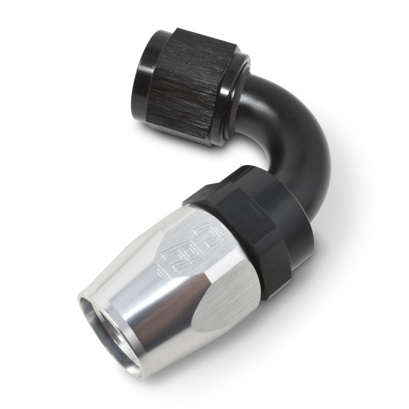 Russell 613433 Performance -12 AN Black/Silver 120 Degree Tight Radius Full Flow Swivel Hose End