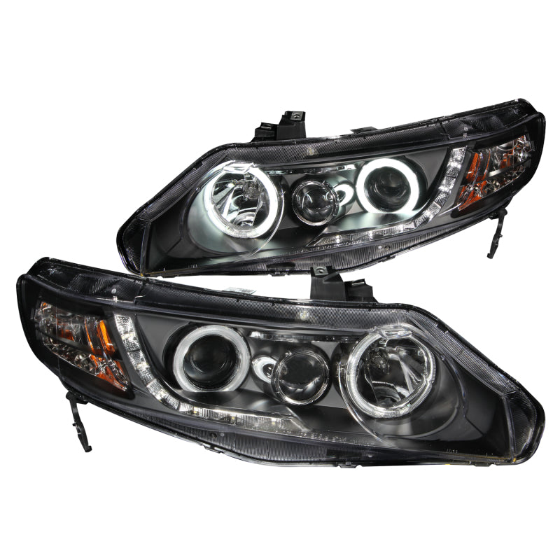 ANZO 121454 2011 fits Honda 06-20 Civic Projector Headlights w/ Halo Black (CCFL)