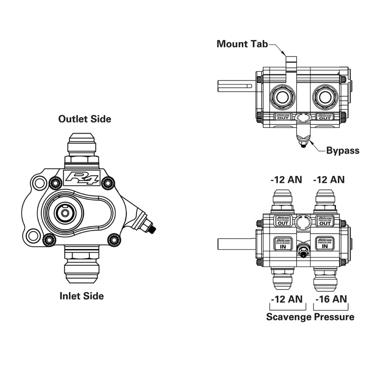 Peterson Fluid Systems 38808 R4 2-Stage Oil Pump - Left Side Mount - HV - Rear Drive