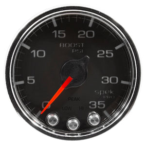 AutoMeter P30331 Autometer Spek-Pro Gauge Boost 2 1/16in 35psi Stepper Motor W/Peak & Warn Black/Chrome