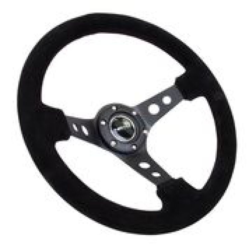 NRG RST-006-S RST-006-S Reinforced Steering Wheel Blk Suede/Blk Stitch w/Black