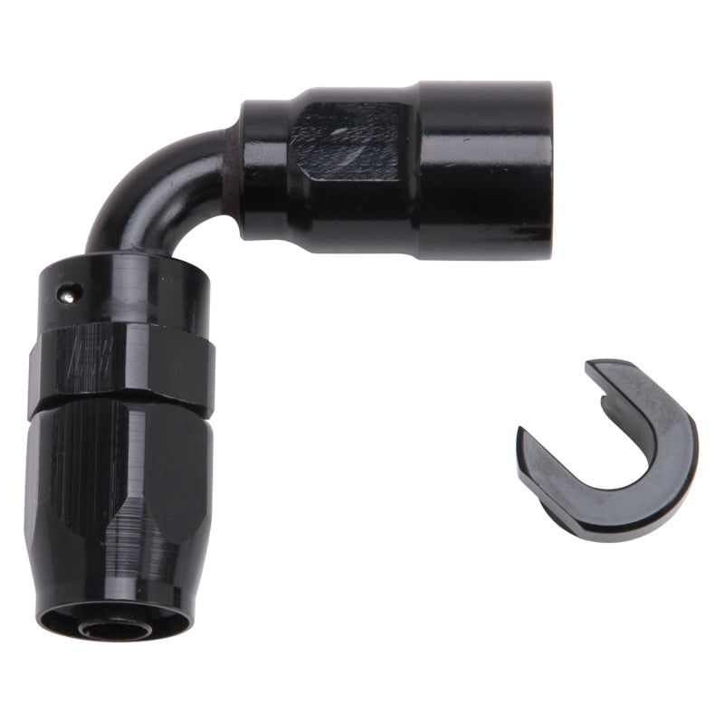 Russell 611223 Performance 3/8in SAE Quick Disc Female to -6 Hose Black 90 Degree Hose End