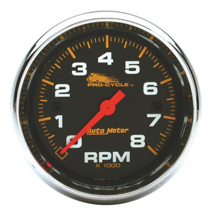 AutoMeter 19304 Autometer Pro-Cycle Gauge Tach 2 5/8in 8K Rpm 2&4 Cylinder Black