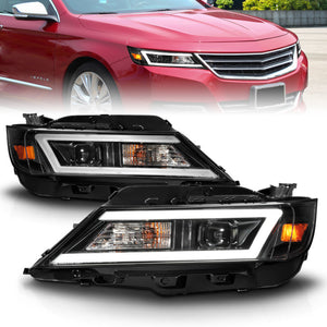 ANZO 121574 14-20 fits Chevrolet Impala Square Projector LED Bar Headlights w/ Black Housing