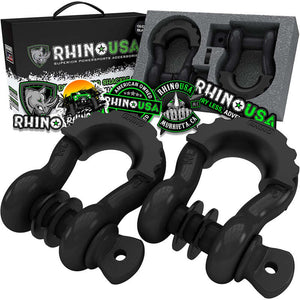 Rhino USA G-SHACK-2 3/4In D-Ring Shackle Set, Pack Of 2 (Black)