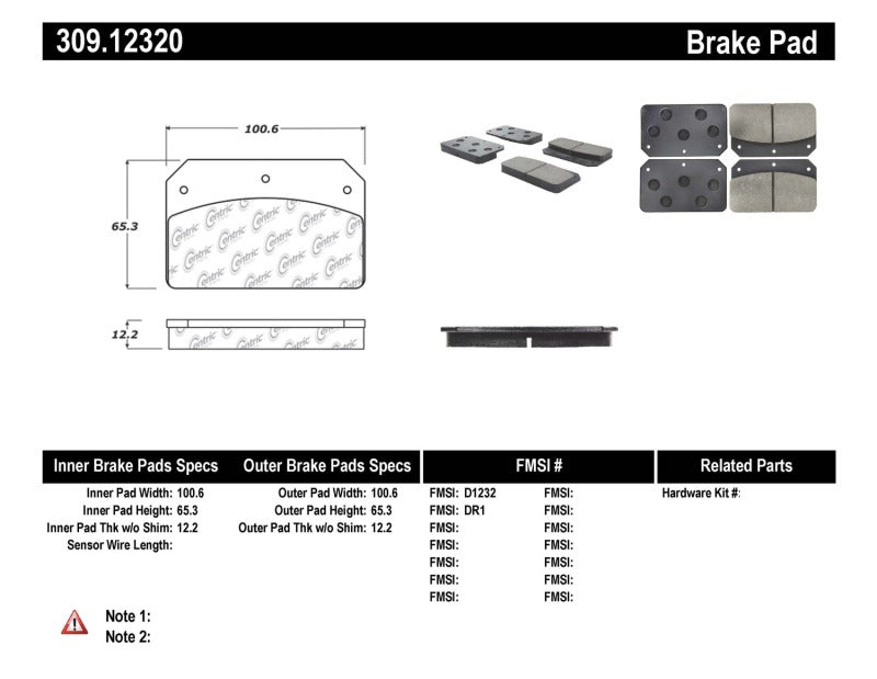 Stoptech 309.1232 Performance Brake Pads