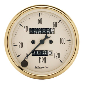 AutoMeter 1593 AutoMeter Gauge Speedometer 3-1/8in. 120MPH Mechanical Golden Oldies