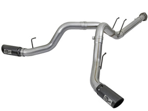 AFE 49-43092-B Bore-HD 4in 409 Stainless Steel DPF-Back Exhaust w/Black Tip 201