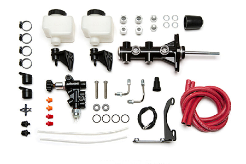 Wilwood 261-14391-BK fits Remote Tandem M/C - 1.12in Bore - w/Bracket and Valve