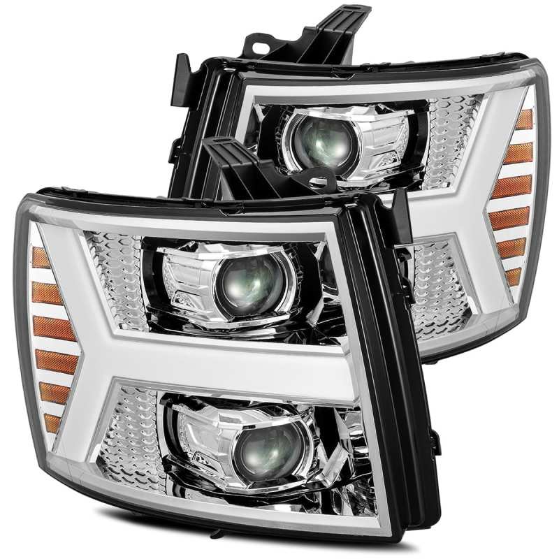 AlphaRex 880204 fits Chevy 07-13 1500HD PRO-Series Proj Headlights Plank Style Chrome w/Activ Light/Seq Signal