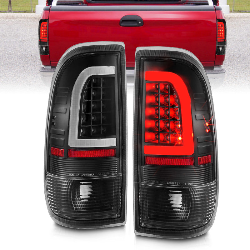 ANZO 311377 1903 fits Ford 97-20 F-150 LED Tail Lights w/ Light Bar Black Housing Clear Lens