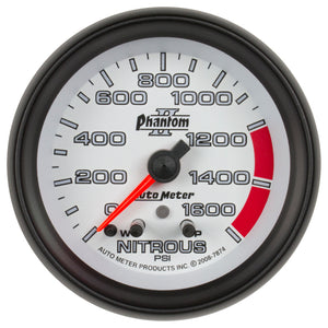 AutoMeter 7874 Autometer Phantom II Nitrous Pressure 2 5/8in 1600 psi Stepper Motor Gauge with Peak and Warning