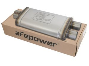 AFE 49M00018 rce XP SS Muffler 3in Center Inlet / 2.5in Dual Outlets 18in L x 9