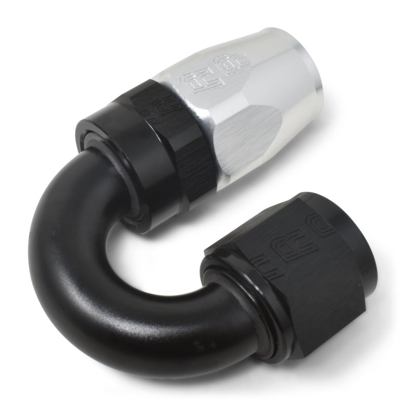 Russell 613513 Performance -8 AN Black/Silver 180 Degree Tight Radius Full Flow Swivel Hose End
