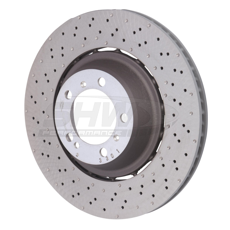 SHW Performance PRL49917 SHW 14-19 fits Porsche 911 Turbo 3.8L w/o Ceramics Left Rear Drilled-Dimpled LW Brake Rotor (99135240703)