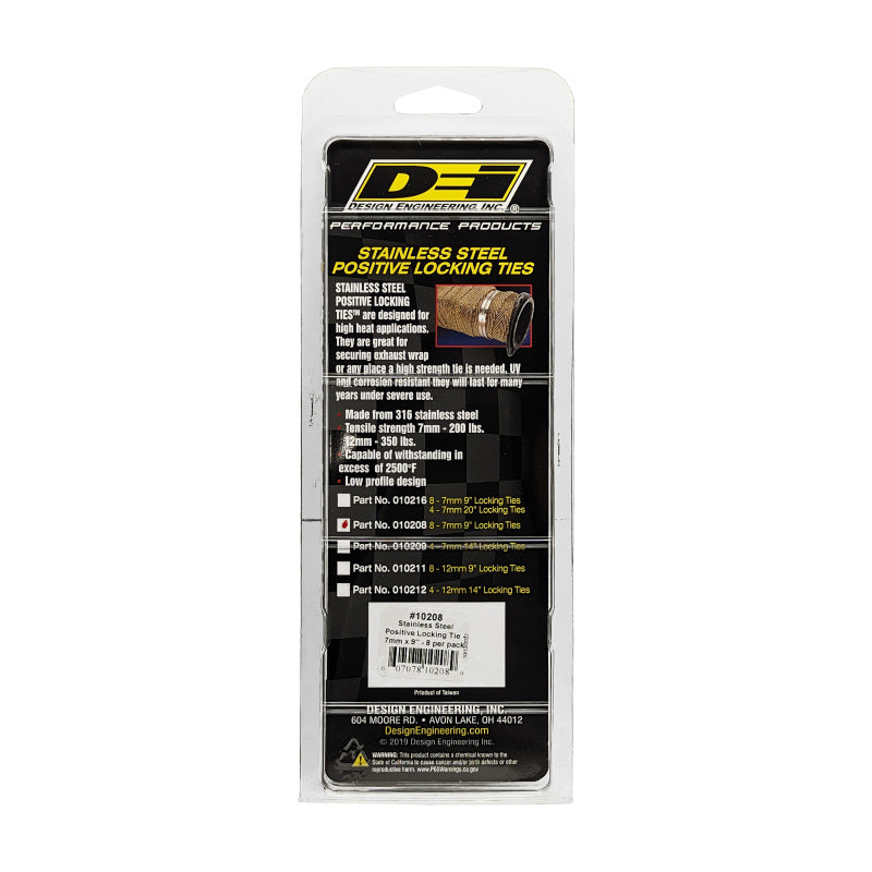 DEI  10208 Stainless Steel Positive Locking Tie 1/4in (7mm) x 9in - 8 per pack