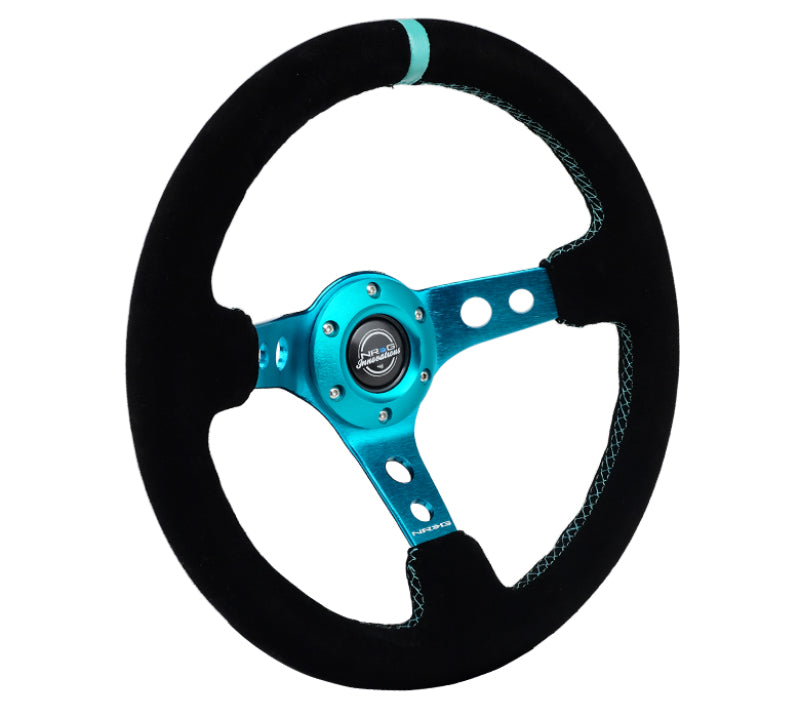 NRG RST-006S-TL RST-006S-TL Reinforced Steering Wheel Black Suede/ Teal Center