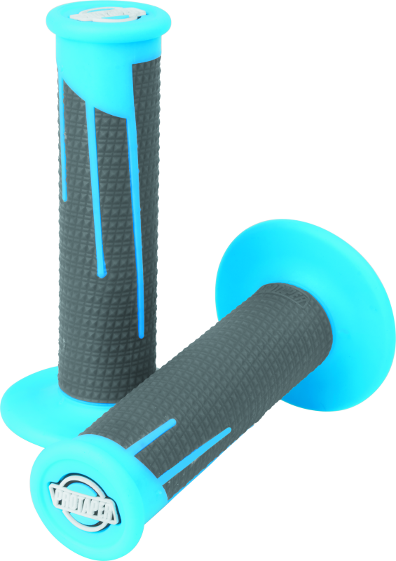 ProTaper 21685 Full Diamond Clamp-On Grips - Neon Blue/Dark Gray