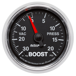 AutoMeter 3807 Autometer GS 52mm 30 in Hg/20 psi Mechanical Vacuum/Boost Gauge