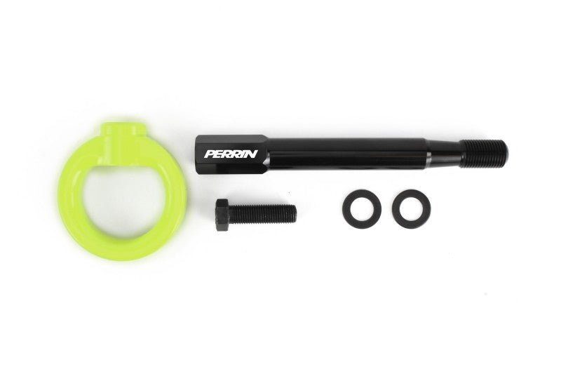 Perrin PSP-BDY-237NY 2022 fits Subaru WRX / 18-21 Crosstrek / 14-21 Forester Tow Hook Kit (Front) - Neon Yellow